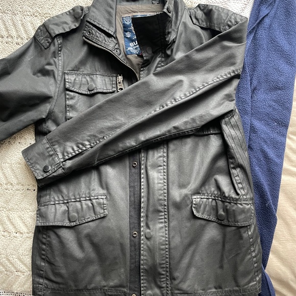 Buffalo David Bitton Black Waxed Cotton Jacket – Size Mens Medium - Picture 3 of 12